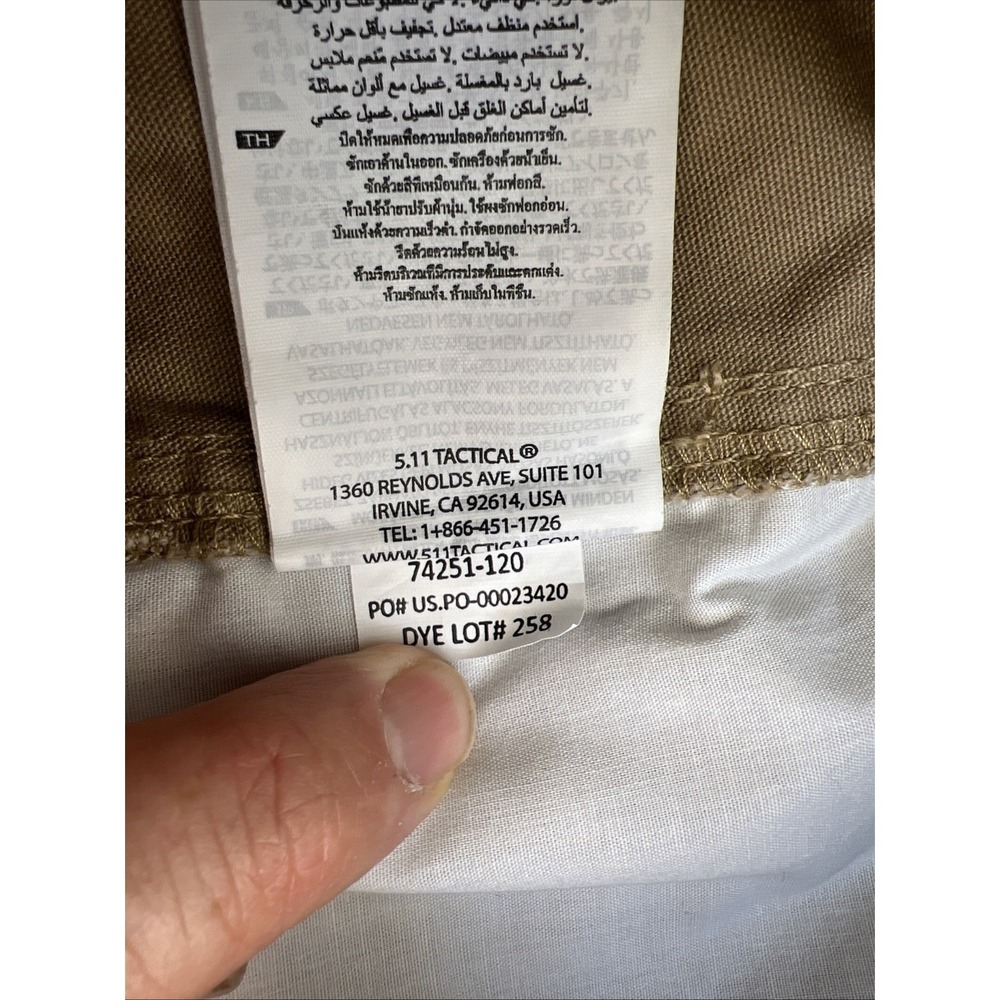 5.11 Tactical Cargo Pants 44x30ā Beige 74251 Cotton Elastic Waist Knee Pad Ready - Picture 9 of 16